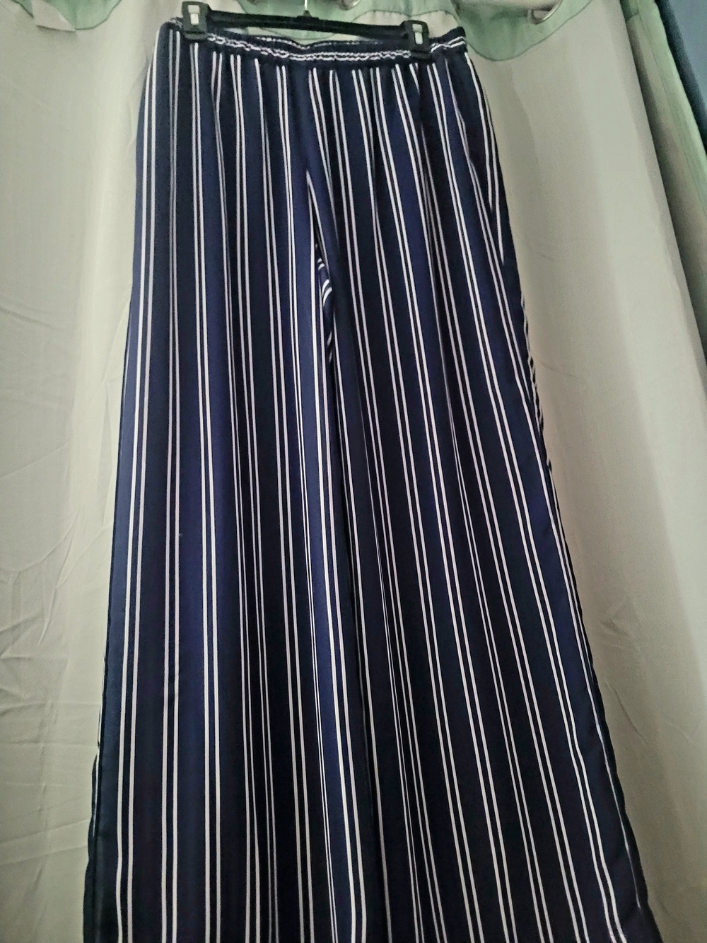 Michael Kors Navy and White Striped Wide-Leg Pants